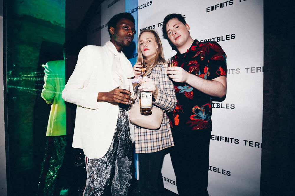 Jonathan Zegbe, Ruth Van Soom and Dries Vriesacker at the Enfnts Terribles party