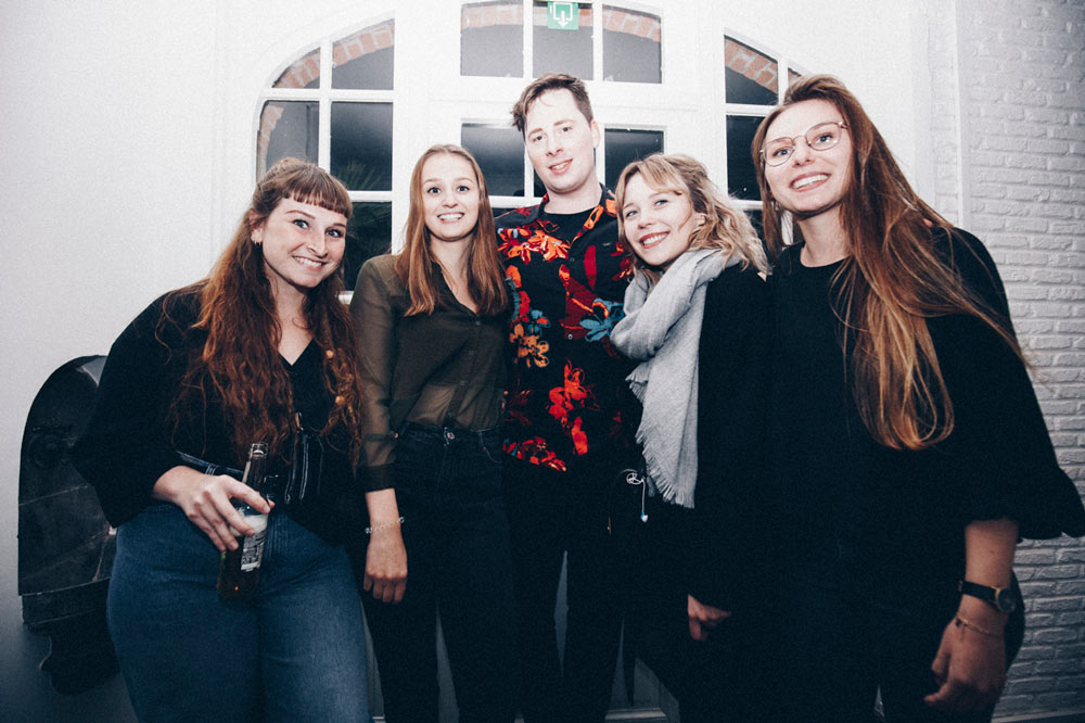 Yanti Henderickx, Bieke Elseviers, Dries Vriesacker, Salina Matthijnssens and Amber Lambin at the Enfnts Terribles party