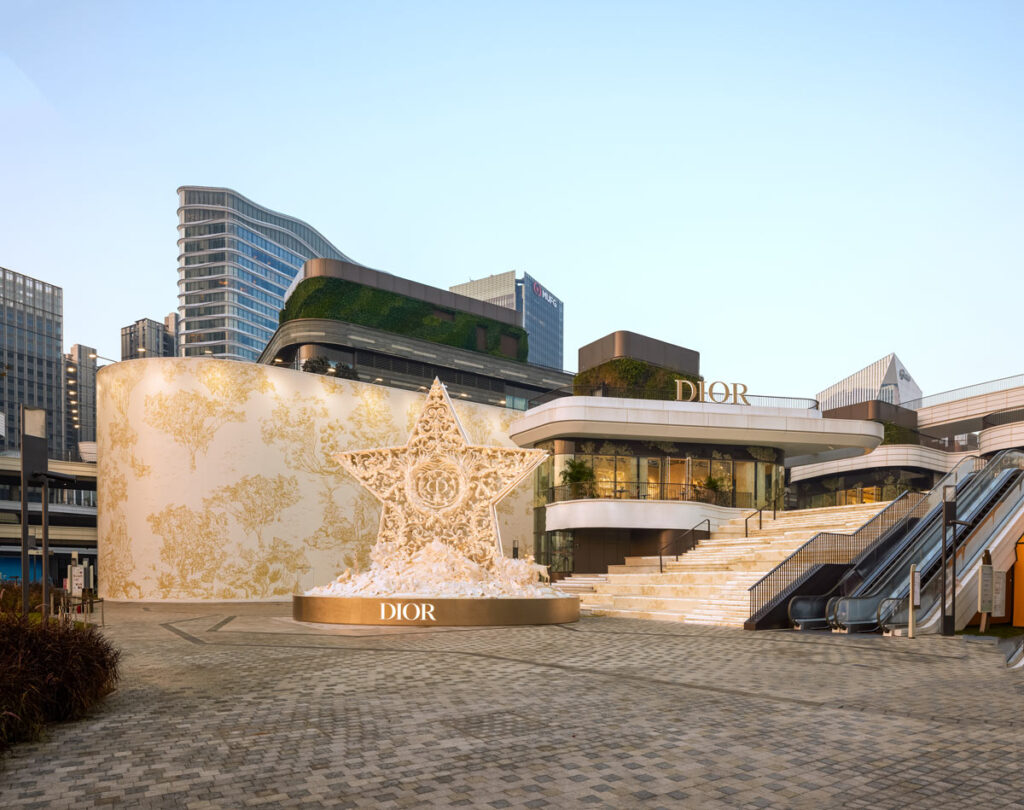 Christmas decorations at the Dior store in Qiantan, Shanghai