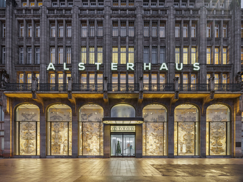 Christmas decorations at the Dior store in Hamburg